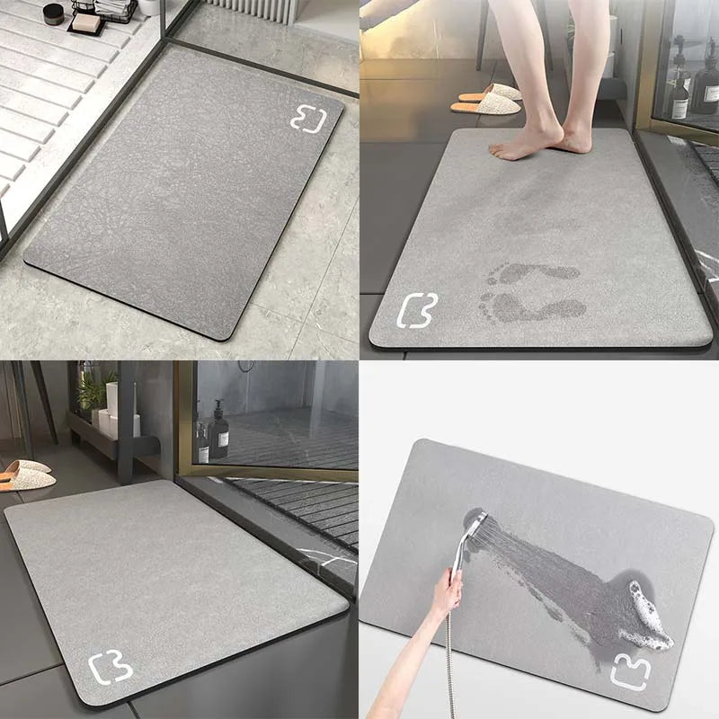 Pure Colour Simple Diatomaceous Earth Bathroom Mat Bathroom Doorway Non-slip Foot Mat Quick-drying Bathroom Carpet