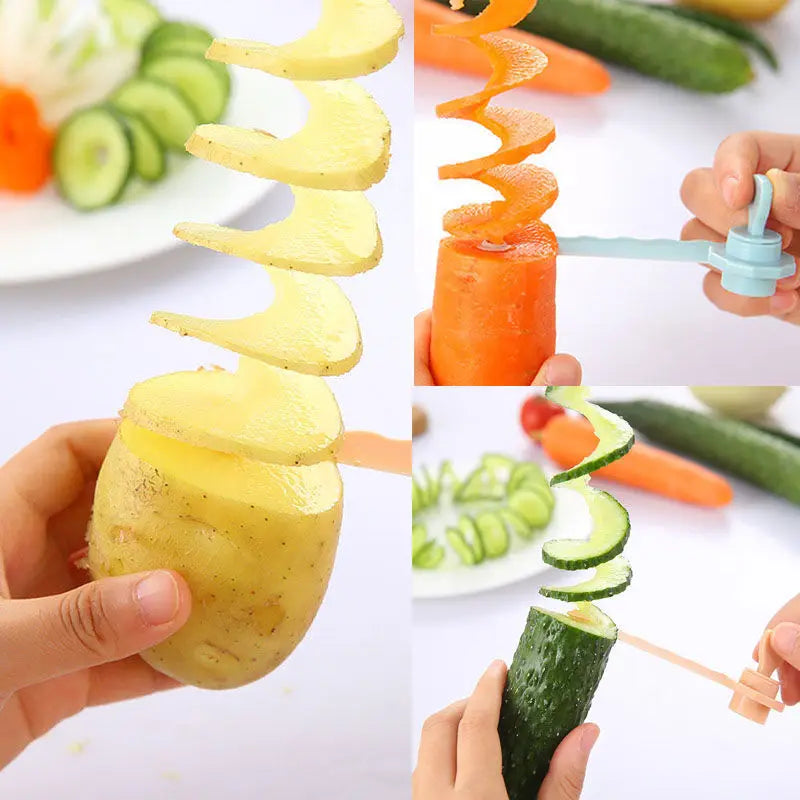 Amazing Vegetable Roll Machine Creative Lazy Man Spiral Cucumber Cutter Whirlwind Potato Slicer Rotating Potato Tart Knife