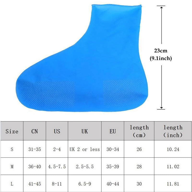 1Pair Reusable Waterproof Rain Shoe Covers Silicone Outdoor Rain Boot Overshoes Walking Shoes Accessories Protectors Shoes Cover