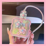 3D Pink Flower 18W 20W Charger Protection Cover Cute Bear USB Cable Winder Protector Shell Case For iPhone Huawei Xiaomi Samsung