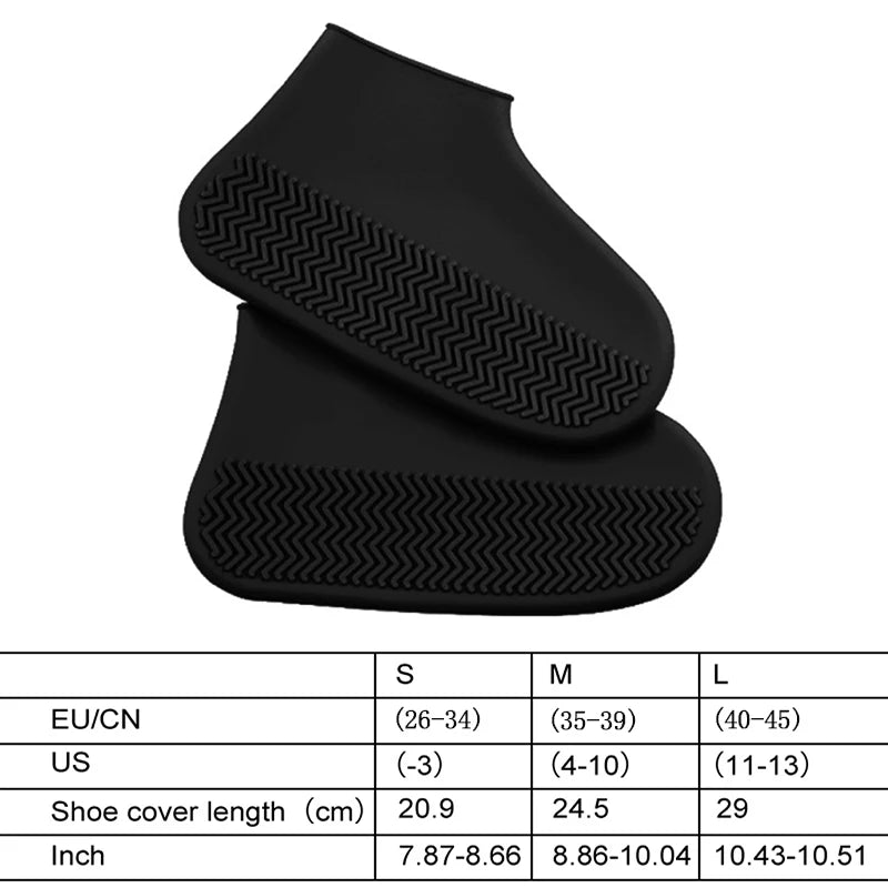 1Pair Reusable Waterproof Rain Shoe Covers Silicone Outdoor Rain Boot Overshoes Walking Shoes Accessories Protectors Shoes Cover