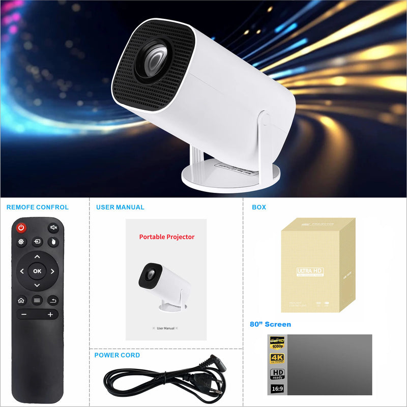 P30 Smart Mini Projector Android 12 WiFi6 BT5.0 Support 4K 1080P Projector 1280*720P Home Cinema Outdoor Portable Projector