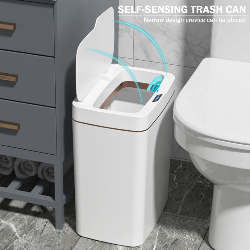 15/18L Smart Sensor Trash Can Quiet Automatic Trash Bin Rechargeable Auto Motion Sensor Rubbish Can for Kitchen Bathroom Bedroom