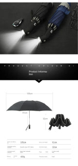 For xiaomi Automatic Umbrella With Flashlight Female Male Luxury Business Windproof Umbrellas Men Rain Women Anti-UV Parasol