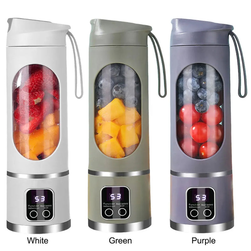 450ml Portable Juicer Blender Cup USB Rechargeable Mini Electric Juicer 1500mAh with 8 Blades for Smoothies Shakes