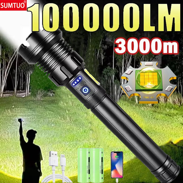 10000000 Lumens Super Bright Long Range LED Flashlight Tactical Flashlight Outdoor Waterproof Flashlight Camping Lantern Torch