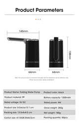 Water Dispensers Foldable Water Bottle Pump Automatic Dispenser Pump Button Control Portable Electric Water Dispenser for Home