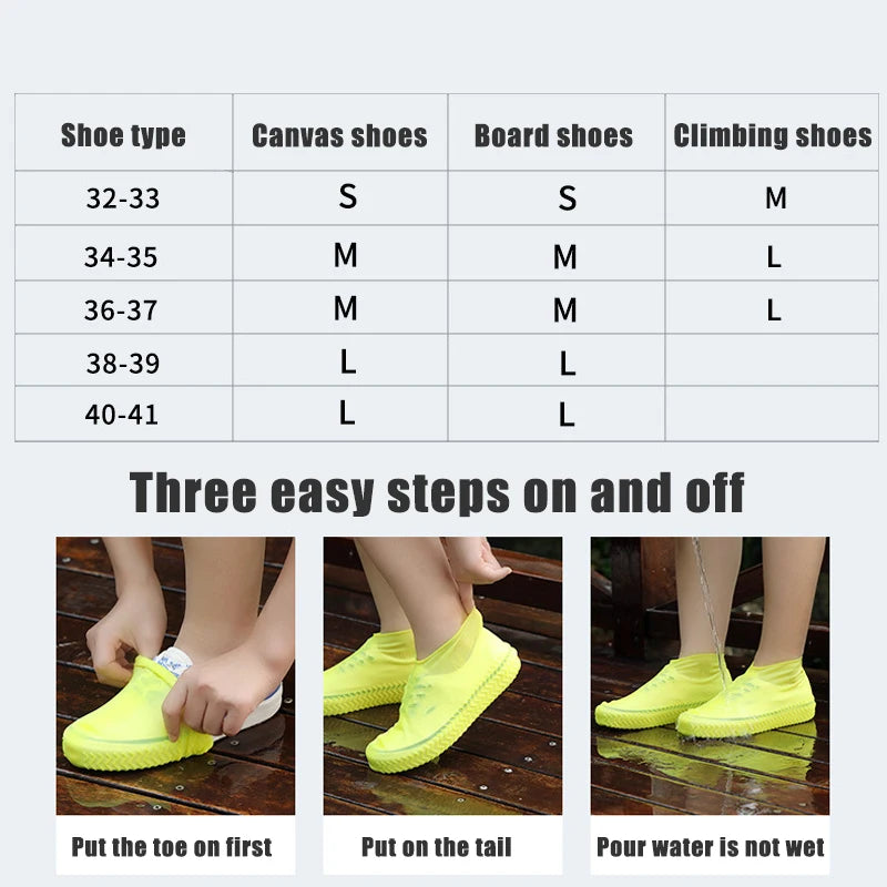 1Pair Reusable Waterproof Rain Shoe Covers Silicone Outdoor Rain Boot Overshoes Walking Shoes Accessories Protectors Shoes Cover