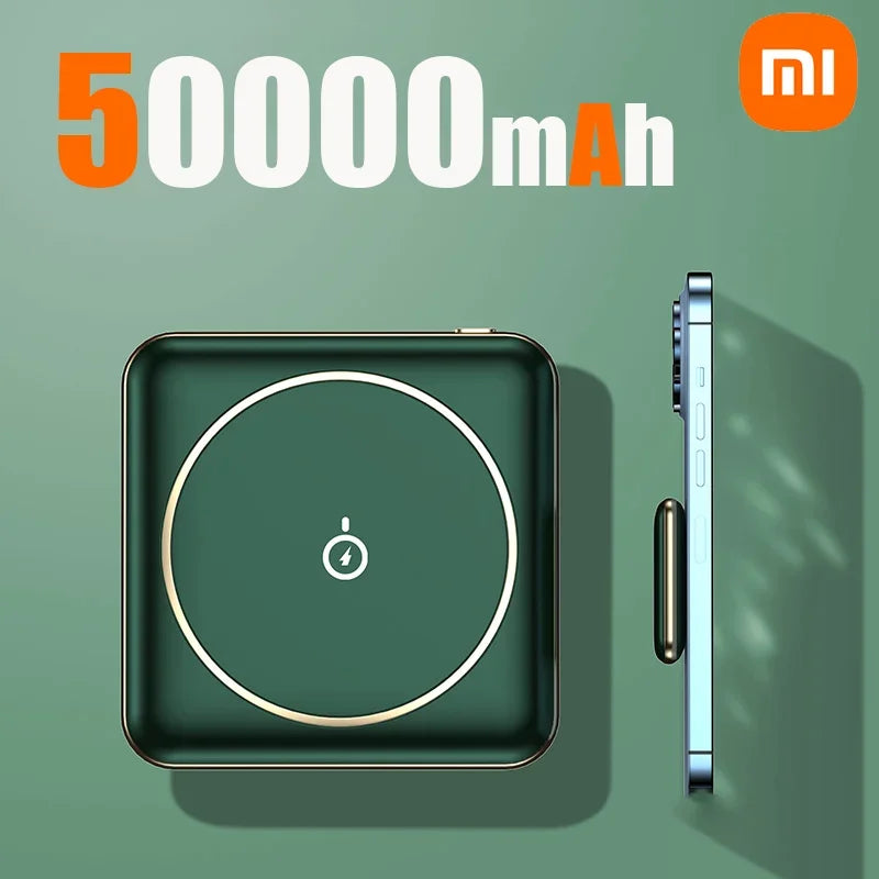 Xiaomi 50000mAh Mini Magnetic Wireless Power Bank Charger Fast Charging Thin External Battery For iPhone Huawei Samsung Xiaomi