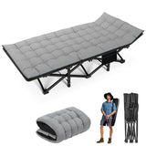 190*71cm Folding Camping Cot for Adult, Portable Sleeping Cot with Mattress, Outdoor Heavy Duty Cot Bed for Camp with Carry Bag