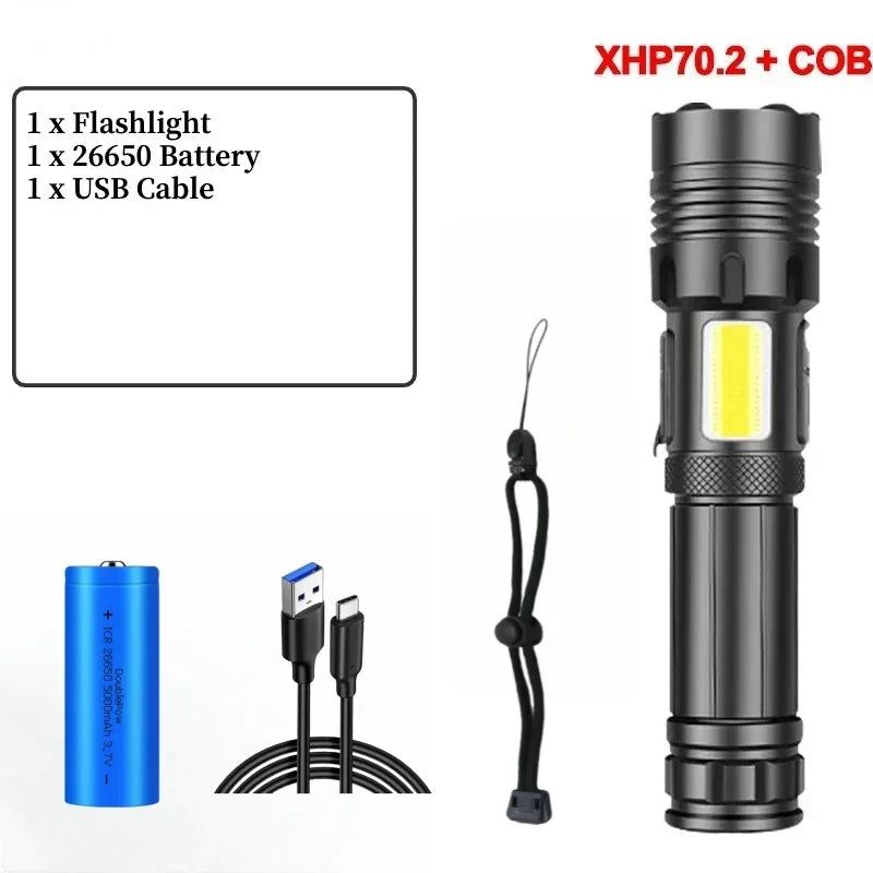 Super XHP120 Powerful Led Flashlight XHP90 High Power Torch Light Rechargeable Tactical Flashlight 18650 Usb Camping Lamp