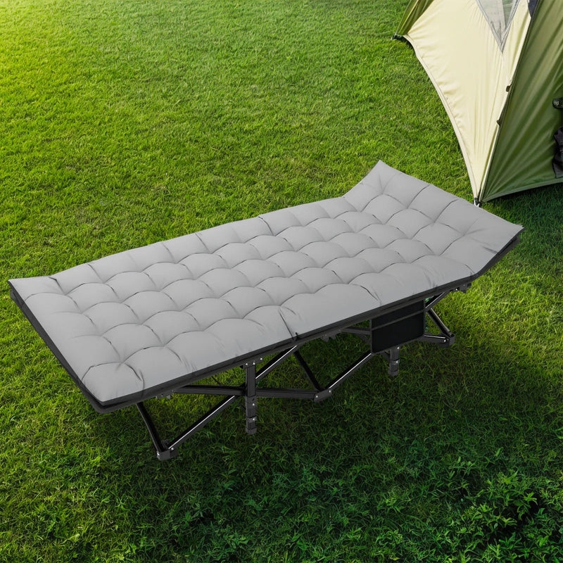 190*71cm Folding Camping Cot for Adult, Portable Sleeping Cot with Mattress, Outdoor Heavy Duty Cot Bed for Camp with Carry Bag