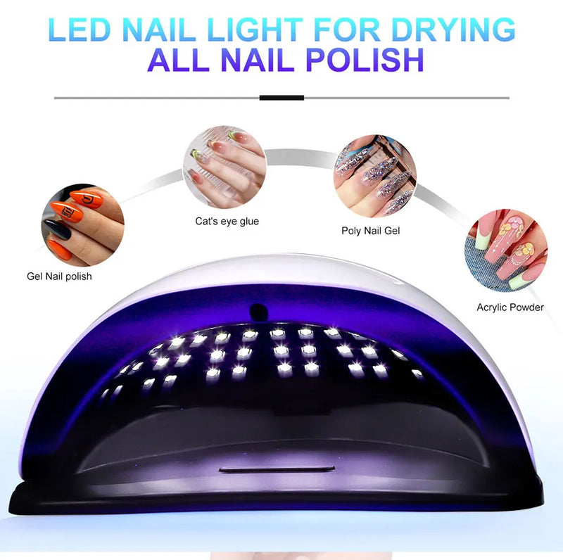 Professional 72LED Nail Dryer UV Nail Light with 4 Timers Automatic Sensor Settings, Suitable for Gel Curing Home Nail Tools