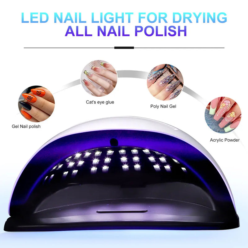 Professional 72LED Nail Dryer UV Nail Light with 4 Timers Automatic Sensor Settings, Suitable for Gel Curing Home Nail Tools