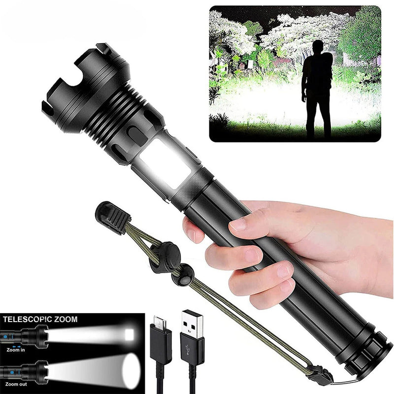 10000000 Lumens Super Bright Long Range LED Flashlight Tactical Flashlight Outdoor Waterproof Flashlight Camping Lantern Torch