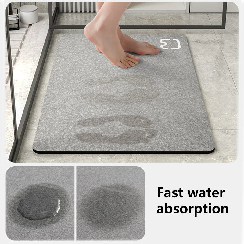 Pure Colour Simple Diatomaceous Earth Bathroom Mat Bathroom Doorway Non-slip Foot Mat Quick-drying Bathroom Carpet