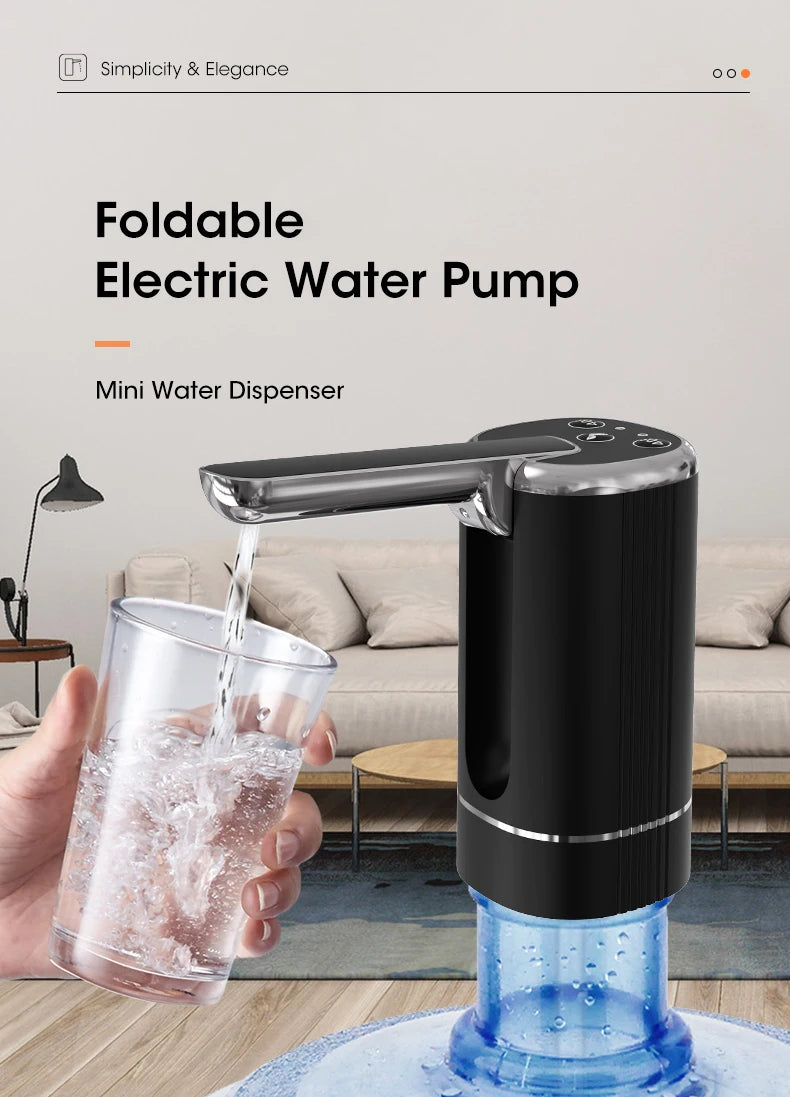 Water Dispensers Foldable Water Bottle Pump Automatic Dispenser Pump Button Control Portable Electric Water Dispenser for Home