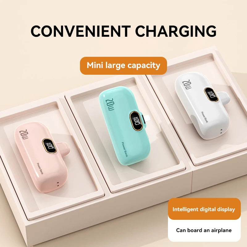 Xiaomi 30000mAh Mini Portable Power Bank Capsule Mobile Power Supply Emergency External Battery Fast Charger For iPhone Type-C