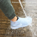 2pcs Waterproof Shoe Covers Silicone Anti-Slip Rain Boots Unisex Sneakers Protector For Outdoor Rainy Day Protectors Shoes Cover