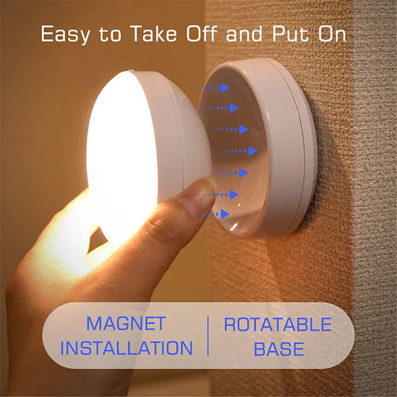 360 Rotated PIR Motion Sensor Night Light Led Wall Lamps Rechargeable Auto/On/Off Under Cabinet Light Wireless Closet Night Lamp