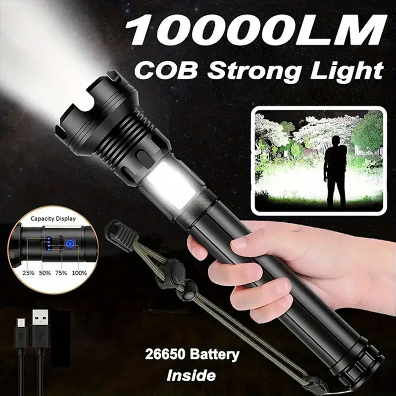 10000000 Lumens Super Bright Long Range LED Flashlight Tactical Flashlight Outdoor Waterproof Flashlight Camping Lantern Torch