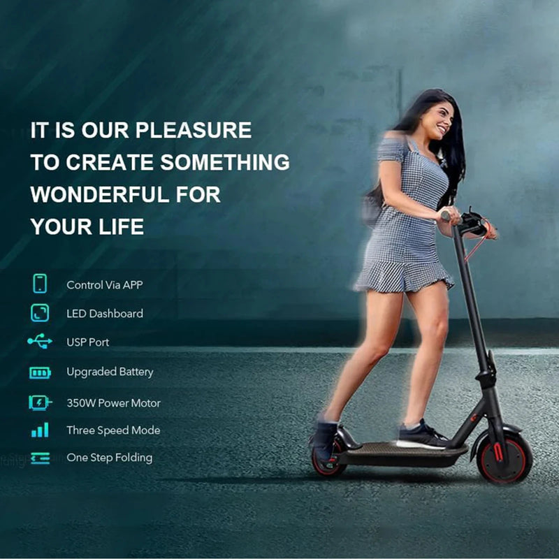 350W Folding Electric Scooter Aluminum Alloy  8.5" Tire 36V 10.4AH Lithium Battery With App Kick Scooter For Adults Escooter