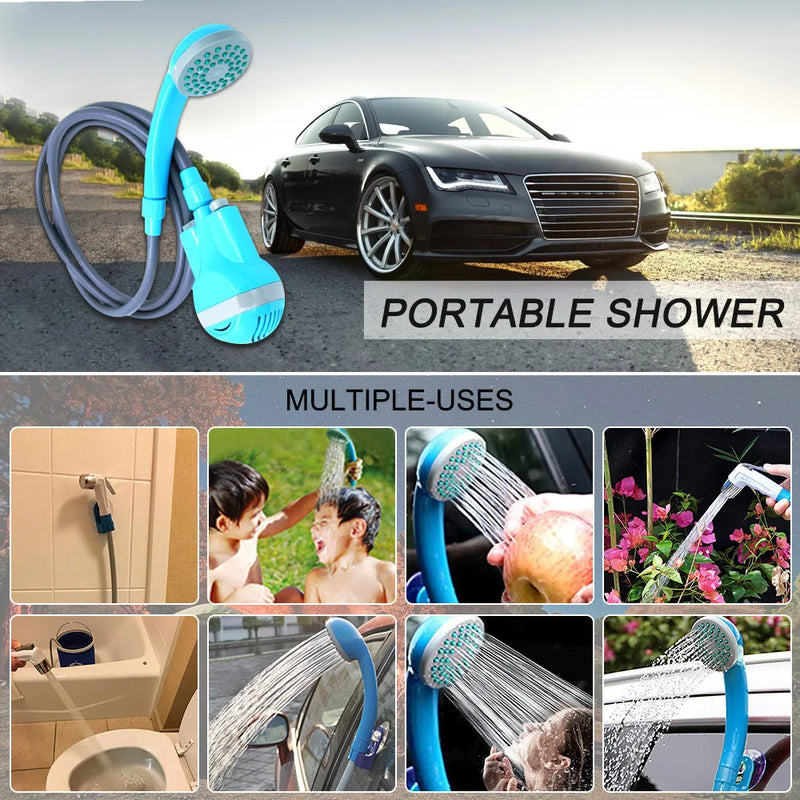 Portable Shower Outdoor/Indoor USB Charging Handheld Rechargeable Showerhead Pumps with 2 Nozzles for Camping Travel Car Wash