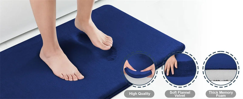 Kitinjoy Silicone Bath Mat Non-Slip Shower Bathroom Rug Memory Foam Carpet Soft Foot Mat Floor Super Absorbent Quick Dry Rug