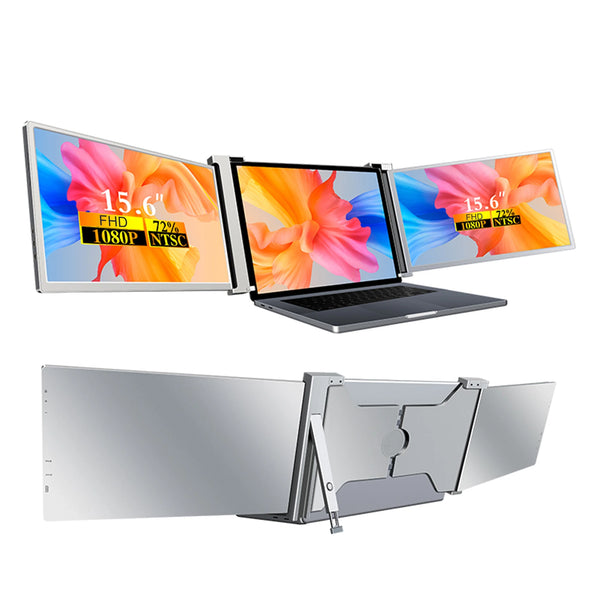 15.6 inch Portable Triple-screen Monitor Laptop Expansion Screen 1920*1080 Resolution Easy Installation for 15-17 inch Laptop