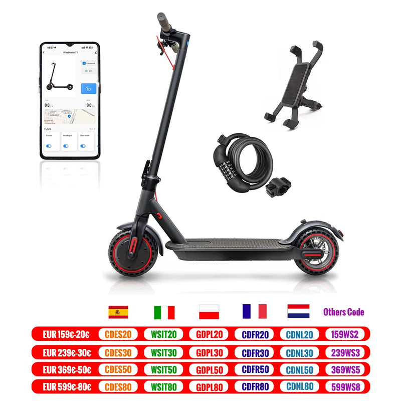 350W Folding Electric Scooter Aluminum Alloy  8.5" Tire 36V 10.4AH Lithium Battery With App Kick Scooter For Adults Escooter