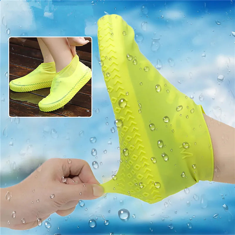 1Pair Reusable Waterproof Rain Shoe Covers Silicone Outdoor Rain Boot Overshoes Walking Shoes Accessories Protectors Shoes Cover