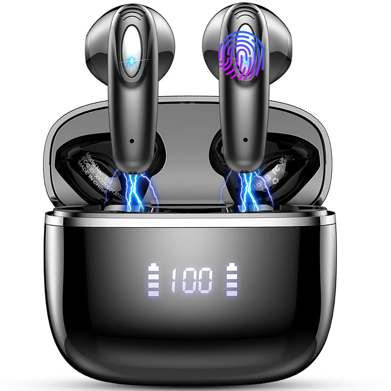 Wireless Earbuds, Bluetooth 5.3, 4 ENC Noise Canceling Mic, 40H LED Display Charging Case, IP7 Waterproof in-Ear Earbuds.