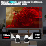 DITONG HY300 Plus HD Projector portatil 4K 1280x720P Android  LED Video Home Theater Cinema Phone mini Proyector Movie HY300 pro