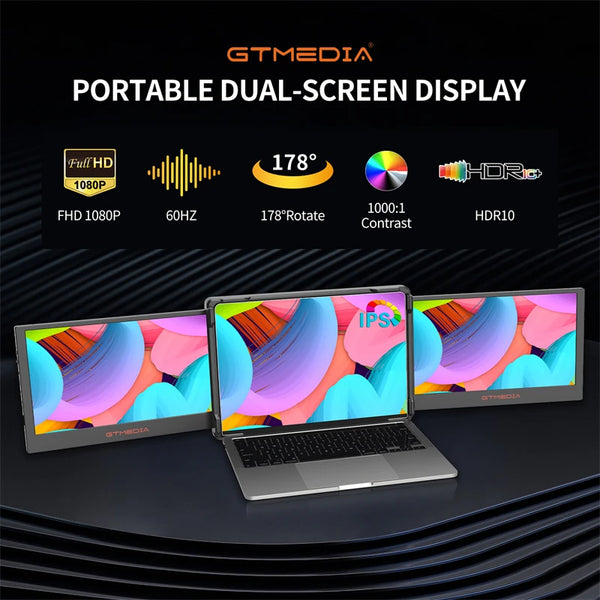 11.6 Inch Portable Monitor Laptop Triple Dual Extender Screen Full View 1920x1080 IPS FHD Folded Display For 13.0-17.3In Laptops