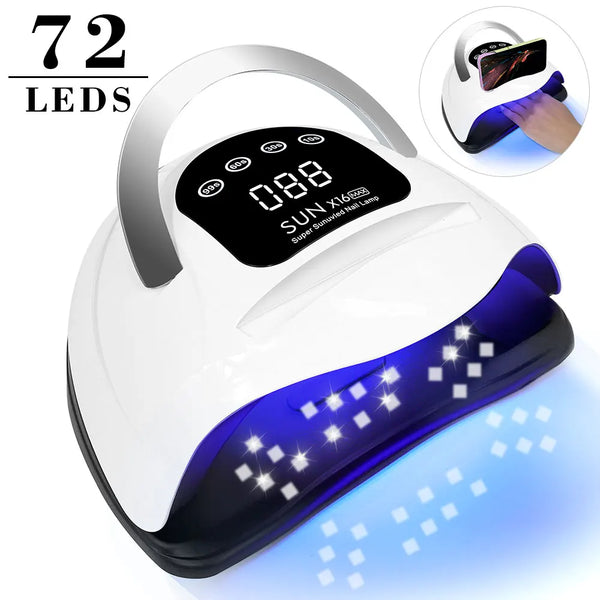 Professional 72LED Nail Dryer UV Nail Light with 4 Timers Automatic Sensor Settings, Suitable for Gel Curing Home Nail Tools