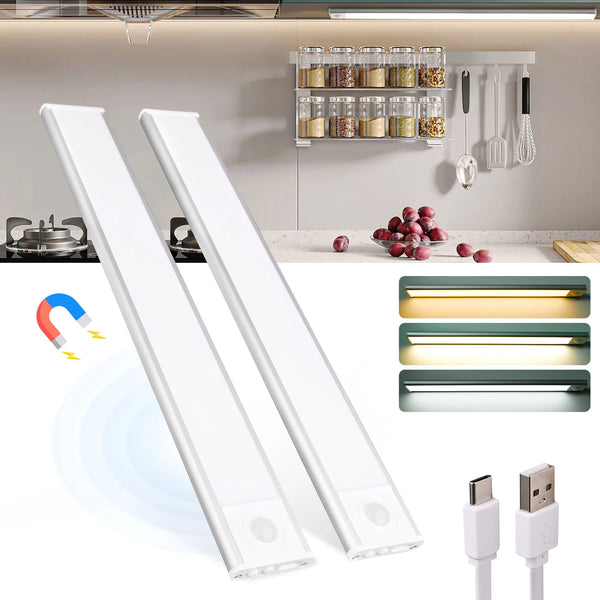 1/2Pcs USB Rechargeable Motion Sensor LED Bar Light Wireless Ultra Thin Night Light For Kitchen Bedroom Wardrobe Closet Light