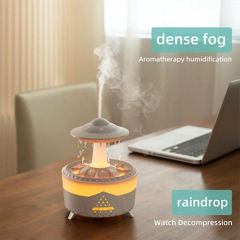 Remote Control Rotating Umbrella Waterdrop Aromatherapy Machine Ultrasonic Air Humidifier with LED Light for Home Aroma Diffuser