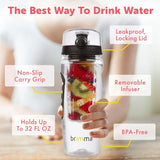 Fruit Infuser Water Bottle 32 oz Large Leak proof Plastic Fruit Infusion Water Bottle for Gym Camping  and Travel