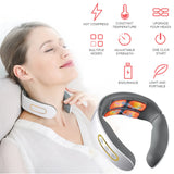 Electric Neck Shoulder Pulse Massager Kneading 4 Head TENS Magnetic Pulse Heating Cervical Vertebra Relax Pain Relief Massage