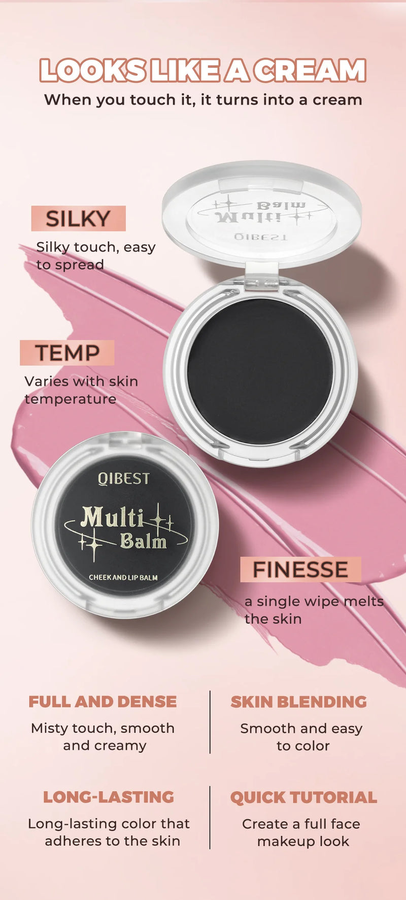 Temperature Color Change Gel Blush Balm Matte Natural Powdery Cream Blusher Waterproof Face Contouring Cosmetics Blush Powder.