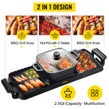 VEVOR 2in1 Electric BBQ Pan Grill Hot Pot 2400W Multifunction Home Portable Smokeless Nonstick Detachable Hot Pot Barbecue Plate