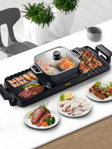 VEVOR 2in1 Electric BBQ Pan Grill Hot Pot 2400W Multifunction Home Portable Smokeless Nonstick Detachable Hot Pot Barbecue Plate